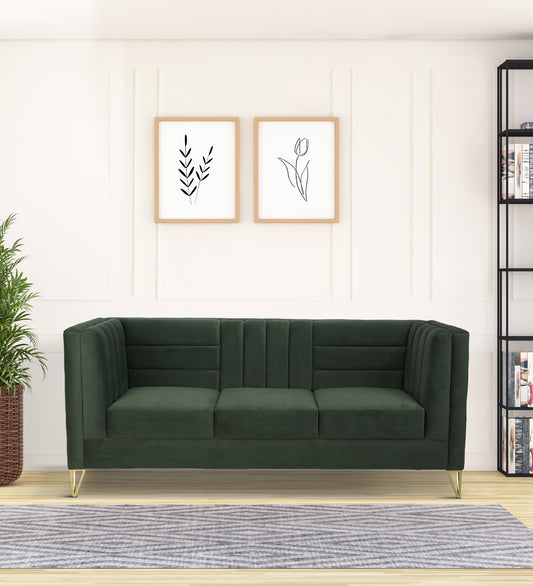 Emiliana Luxe Velvet 3-Seater Sofa – Emerald Green