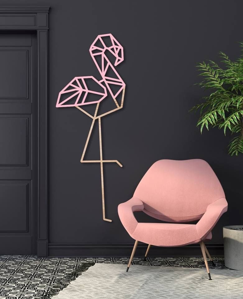 Geometric Flamingo Metal Wall Art