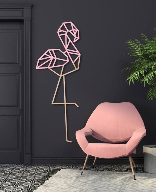Geometric Flamingo Metal Wall Art