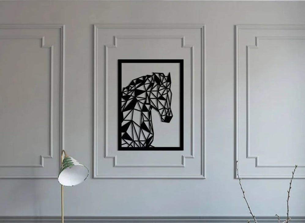 Geometric Horse Head Metal Wall Art