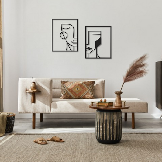 Abstract Dual Face Line Art – 2-Piece Modern Wall Décor Set