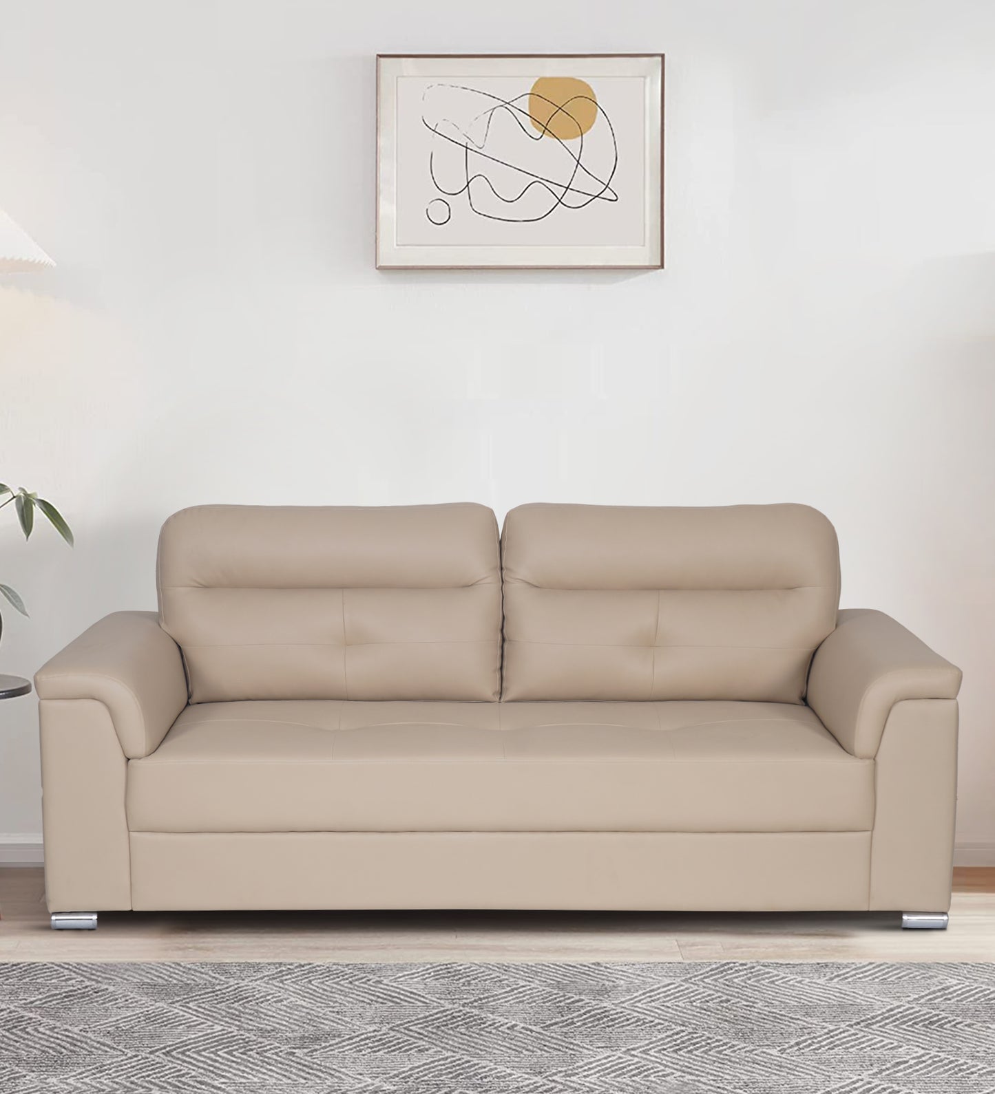 Monet Premium Leatherette Sofa – Beige